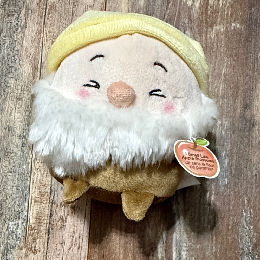 Disney Yellow and White Plush Dwarf Accent sneezy
